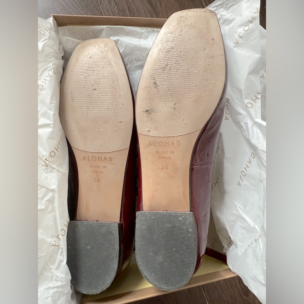 ALOHAS Burgundy Multi-Strap Flats - US 7 - Picture 12 of 14